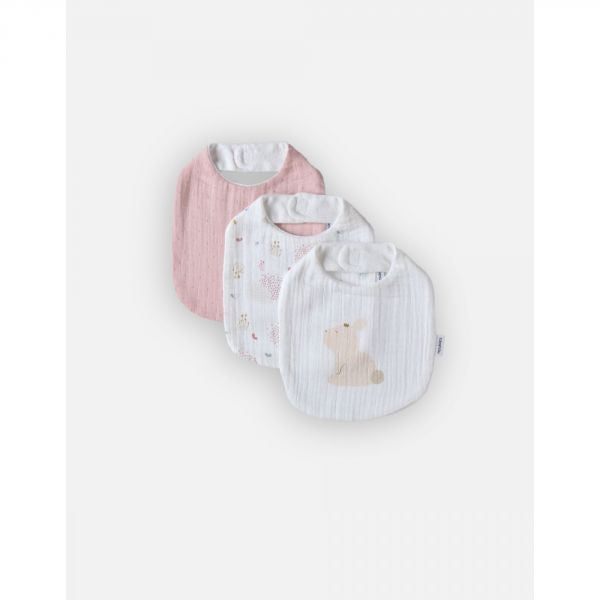 Lot de 3 bavoirs mousseline lina