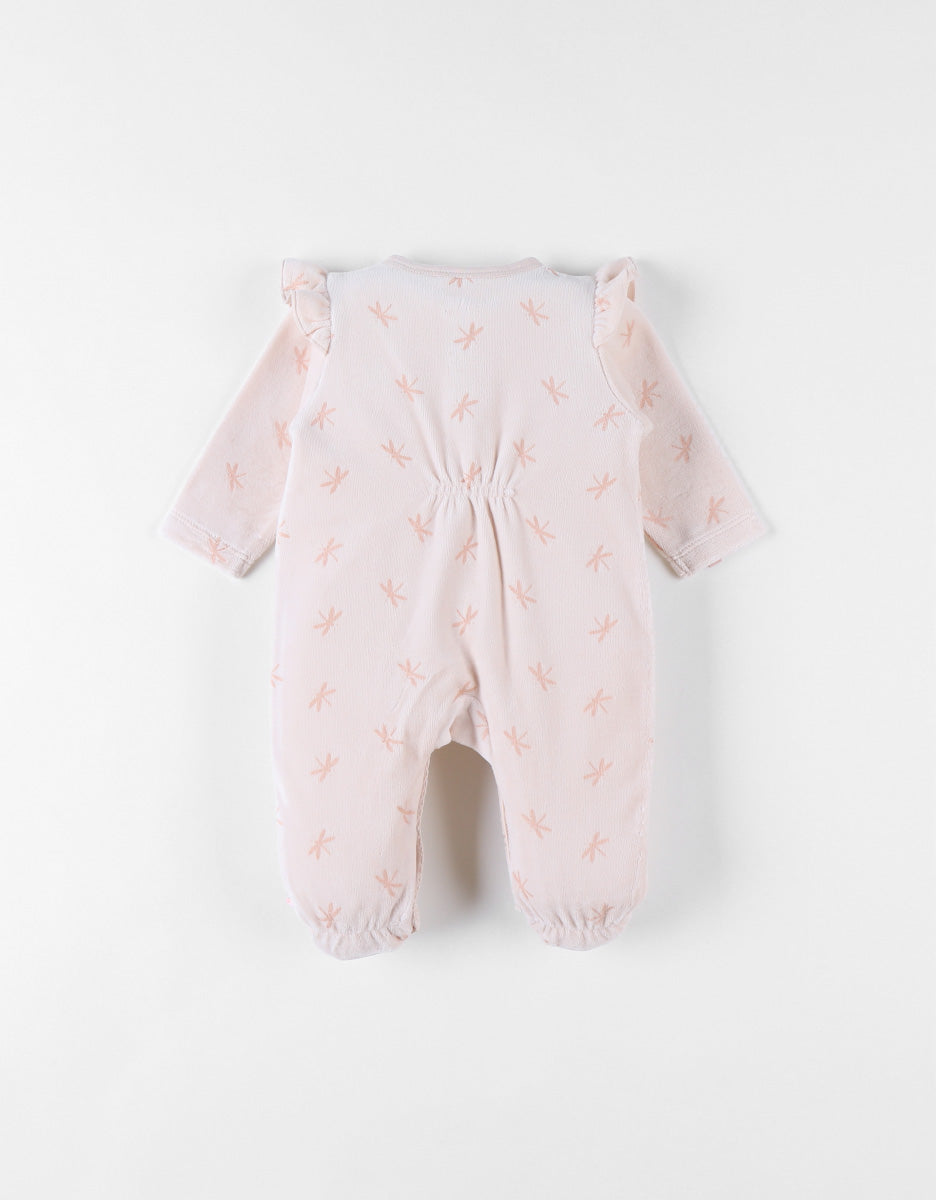 Pyjama imprimés libellules en velours - Rose clair